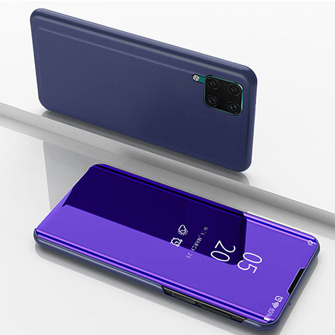 Custodia Portafoglio In Pelle Cover con Supporto Laterale Specchio Cover L02 per Huawei Nova 6 SE Blu