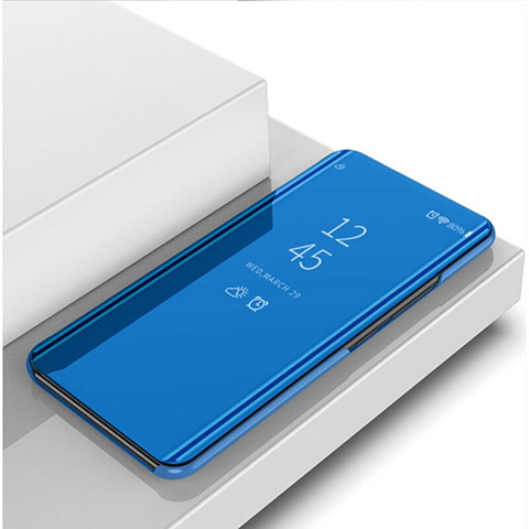 Custodia Portafoglio In Pelle Cover con Supporto Laterale Specchio Cover M01 per Oppo R17 Pro Blu