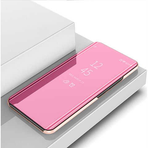 Custodia Portafoglio In Pelle Cover con Supporto Laterale Specchio Cover M01 per Oppo R17 Pro Oro Rosa