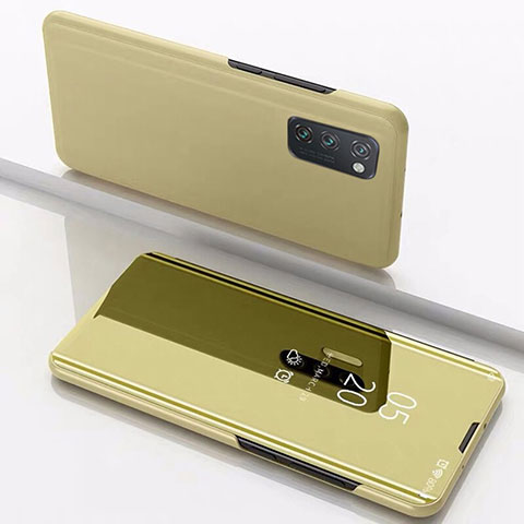 Custodia Portafoglio In Pelle Cover con Supporto Laterale Specchio Cover M02 per Huawei Honor View 30 5G Oro