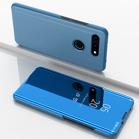 Custodia Portafoglio In Pelle Cover con Supporto Laterale Specchio Cover M03 per Huawei Honor View 20 Cielo Blu