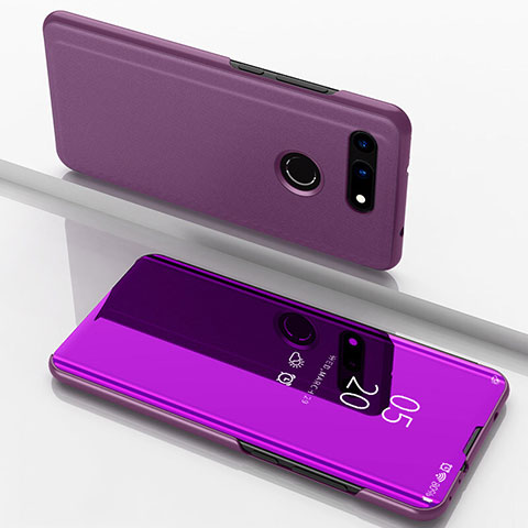 Custodia Portafoglio In Pelle Cover con Supporto Laterale Specchio Cover M03 per Huawei Honor View 20 Viola