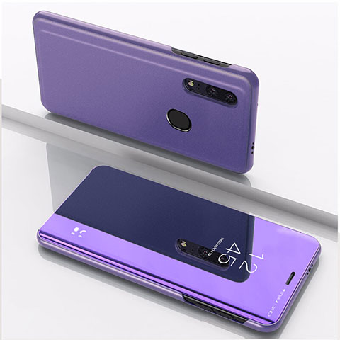 Custodia Portafoglio In Pelle Cover con Supporto Laterale Specchio Cover per Huawei Enjoy 9s Viola