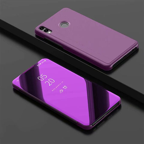 Custodia Portafoglio In Pelle Cover con Supporto Laterale Specchio Cover per Huawei Honor V10 Lite Viola