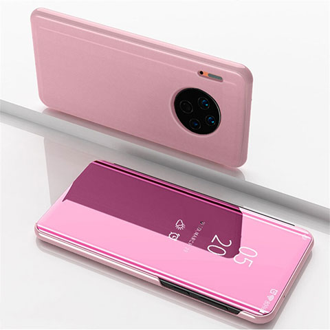 Custodia Portafoglio In Pelle Cover con Supporto Laterale Specchio Cover per Huawei Mate 30 5G Oro Rosa