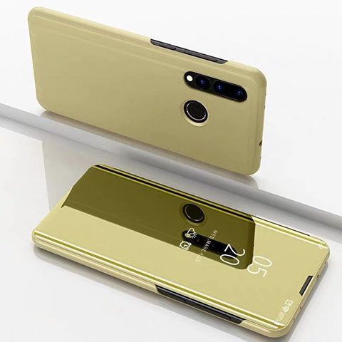 Custodia Portafoglio In Pelle Cover con Supporto Laterale Specchio Cover per Huawei Nova 4e Oro