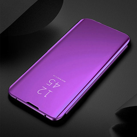 Custodia Portafoglio In Pelle Cover con Supporto Laterale Specchio Cover per Huawei Nova 6 5G Viola