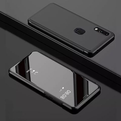 Custodia Portafoglio In Pelle Cover con Supporto Laterale Specchio Cover per Huawei Y7 (2019) Nero