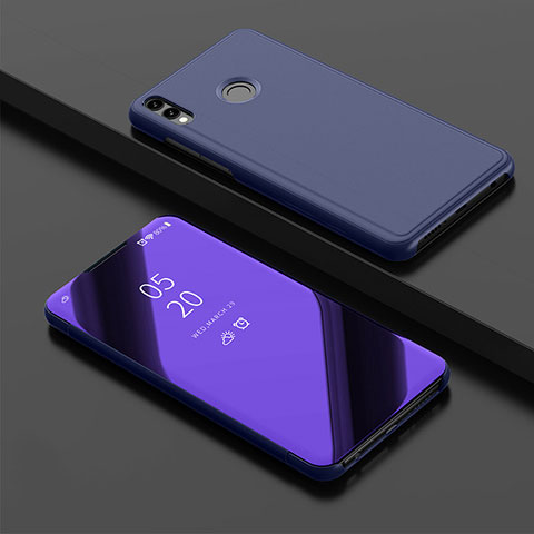 Custodia Portafoglio In Pelle Cover con Supporto Laterale Specchio Cover per Huawei Y9 (2019) Viola