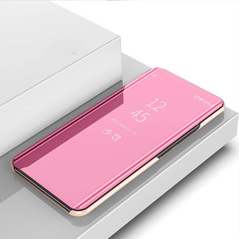 Custodia Portafoglio In Pelle Cover con Supporto Laterale Specchio Cover per Huawei Y9 Prime (2019) Oro Rosa