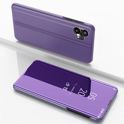 Custodia Portafoglio In Pelle Cover con Supporto Laterale Specchio Cover per Nothing Phone 1 Lavanda