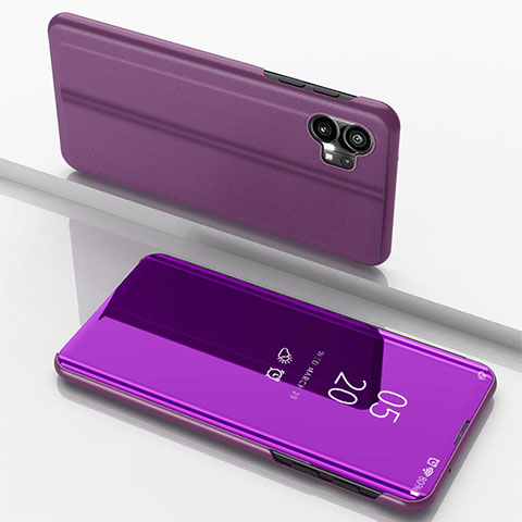 Custodia Portafoglio In Pelle Cover con Supporto Laterale Specchio Cover per Nothing Phone 1 Viola