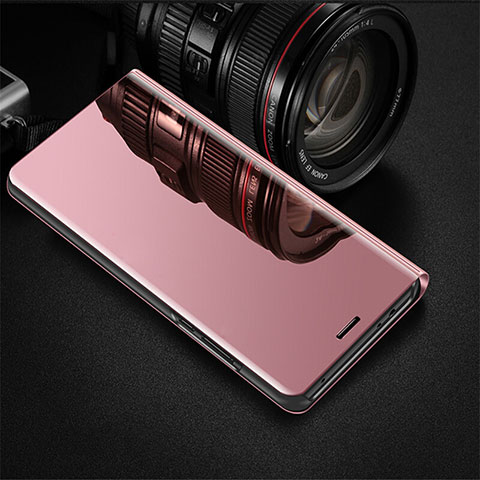 Custodia Portafoglio In Pelle Cover con Supporto Laterale Specchio Cover per Oppo R17 Pro Oro Rosa