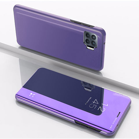 Custodia Portafoglio In Pelle Cover con Supporto Laterale Specchio Cover per Oppo Reno4 Lite Viola