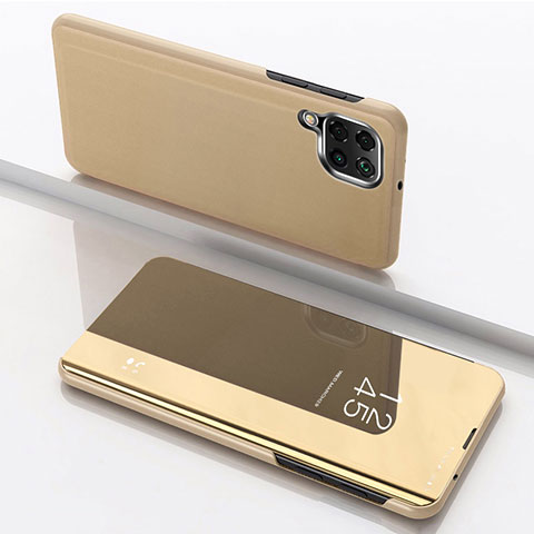 Custodia Portafoglio In Pelle Cover con Supporto Laterale Specchio Cover per Samsung Galaxy A12 5G Oro