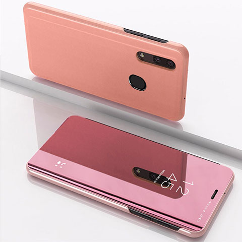 Custodia Portafoglio In Pelle Cover con Supporto Laterale Specchio Cover per Samsung Galaxy A30 Oro Rosa