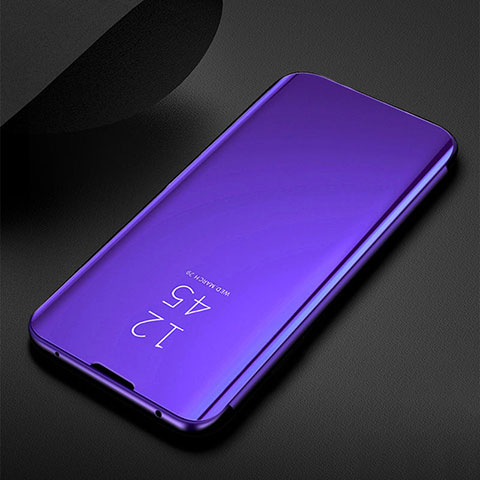 Custodia Portafoglio In Pelle Cover con Supporto Laterale Specchio Cover per Samsung Galaxy M30s Viola