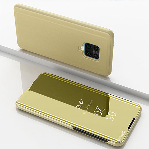 Custodia Portafoglio In Pelle Cover con Supporto Laterale Specchio Cover per Xiaomi Redmi 10X Pro 5G Oro