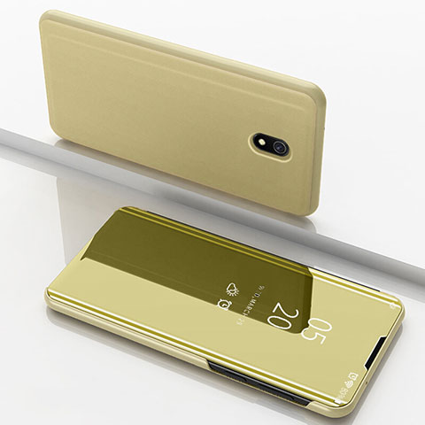 Custodia Portafoglio In Pelle Cover con Supporto Laterale Specchio Cover per Xiaomi Redmi 8A Oro
