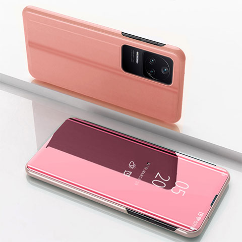 Custodia Portafoglio In Pelle Cover con Supporto Laterale Specchio Cover per Xiaomi Redmi K40S 5G Oro Rosa