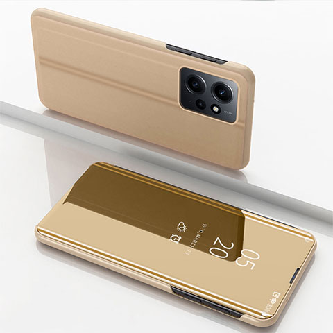 Custodia Portafoglio In Pelle Cover con Supporto Laterale Specchio Cover per Xiaomi Redmi Note 12 4G Oro