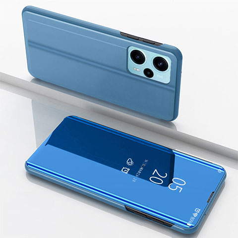 Custodia Portafoglio In Pelle Cover con Supporto Laterale Specchio Cover per Xiaomi Redmi Note 12 Turbo 5G Blu