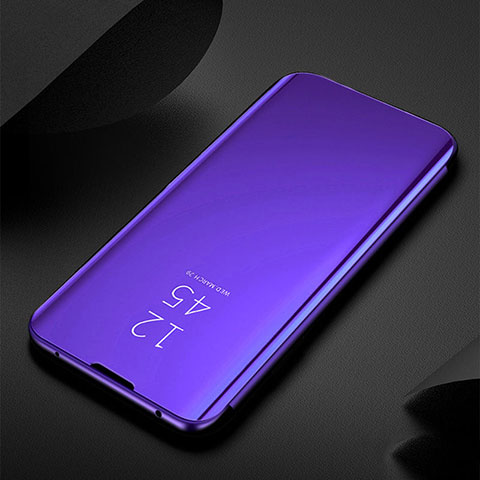 Custodia Portafoglio In Pelle Cover con Supporto Laterale Specchio Cover per Xiaomi Redmi Note 8 (2021) Viola