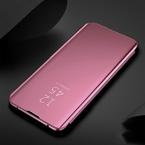 Custodia Portafoglio In Pelle Cover con Supporto Laterale Specchio Cover per Xiaomi Redmi Note 8 Oro Rosa