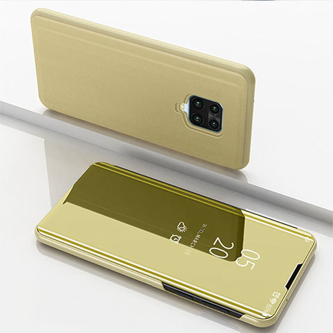 Custodia Portafoglio In Pelle Cover con Supporto Laterale Specchio Cover per Xiaomi Redmi Note 9 Pro Max Oro