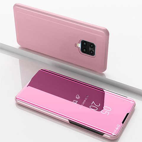 Custodia Portafoglio In Pelle Cover con Supporto Laterale Specchio Cover per Xiaomi Redmi Note 9S Oro Rosa