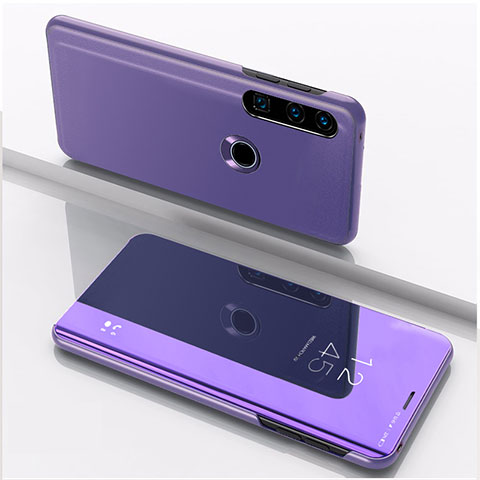 Custodia Portafoglio In Pelle Cover con Supporto Laterale Specchio Cover QH1 per Huawei P40 Lite E Lavanda