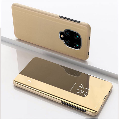 Custodia Portafoglio In Pelle Cover con Supporto Laterale Specchio Cover QH1 per Xiaomi Poco M2 Pro Oro