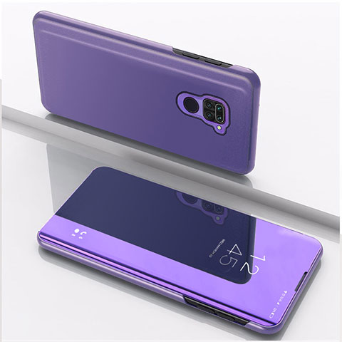 Custodia Portafoglio In Pelle Cover con Supporto Laterale Specchio Cover QH1 per Xiaomi Redmi Note 9 Lavanda