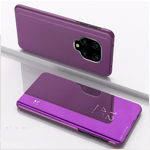 Custodia Portafoglio In Pelle Cover con Supporto Laterale Specchio Cover QH1 per Xiaomi Redmi Note 9 Pro Max Viola