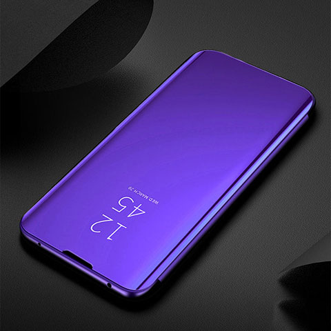 Custodia Portafoglio In Pelle Cover con Supporto Laterale Specchio Cover S01 per Xiaomi Mi Note 10 Viola