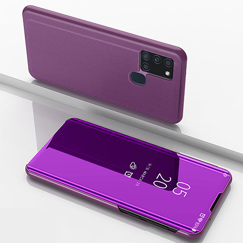 Custodia Portafoglio In Pelle Cover con Supporto Laterale Specchio Cover ZL1 per Samsung Galaxy A21s Lavanda