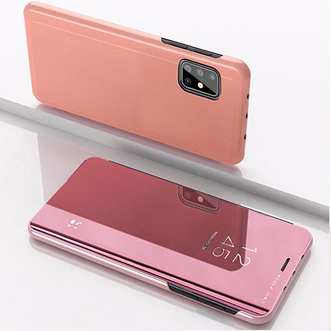 Custodia Portafoglio In Pelle Cover con Supporto Laterale Specchio Cover ZL1 per Samsung Galaxy A51 4G Oro Rosa