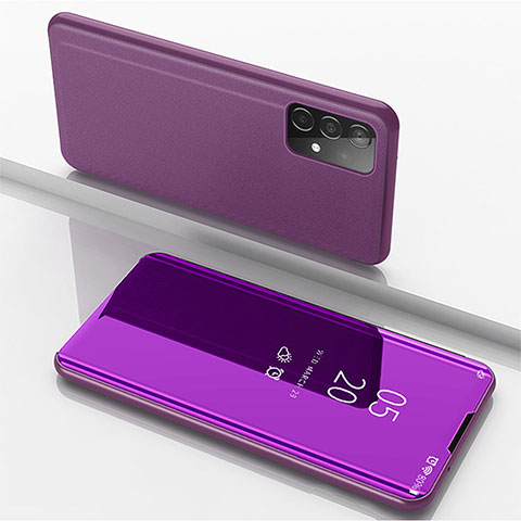 Custodia Portafoglio In Pelle Cover con Supporto Laterale Specchio Cover ZL1 per Samsung Galaxy A52 5G Lavanda