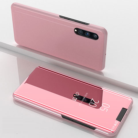 Custodia Portafoglio In Pelle Cover con Supporto Laterale Specchio Cover ZL1 per Samsung Galaxy A70 Oro Rosa