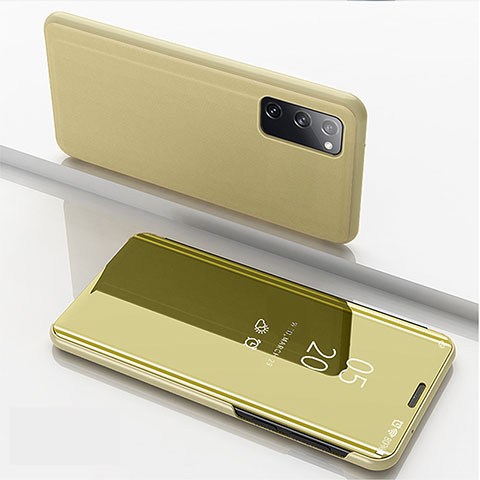 Custodia Portafoglio In Pelle Cover con Supporto Laterale Specchio Cover ZL1 per Samsung Galaxy S20 Oro