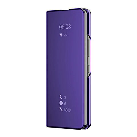 Custodia Portafoglio In Pelle Cover con Supporto Laterale Specchio Cover ZL2 per Samsung Galaxy Z Fold3 5G Viola