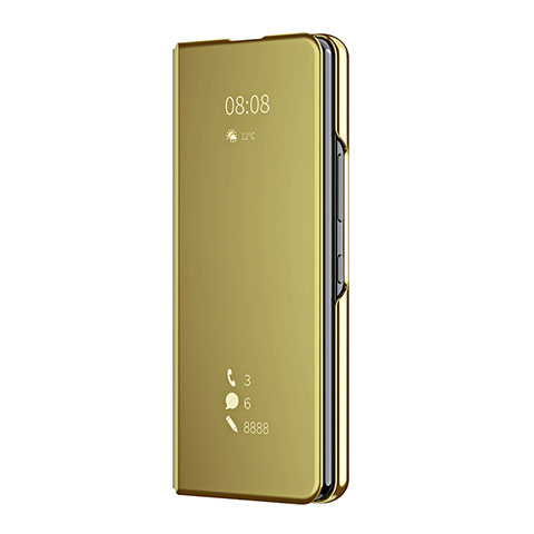 Custodia Portafoglio In Pelle Cover con Supporto Laterale Specchio Cover ZL2 per Samsung Galaxy Z Fold4 5G Oro