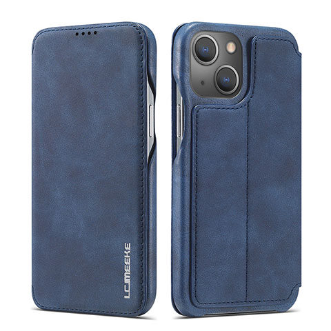 Custodia Portafoglio In Pelle Cover con Supporto LC1 per Apple iPhone 14 Plus Blu