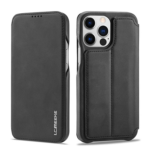 Custodia Portafoglio In Pelle Cover con Supporto LC1 per Apple iPhone 14 Pro Max Nero