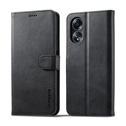 Custodia Portafoglio In Pelle Cover con Supporto LC1 per Oppo A18 Nero