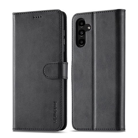 Custodia Portafoglio In Pelle Cover con Supporto LC1 per Samsung Galaxy A04s Nero