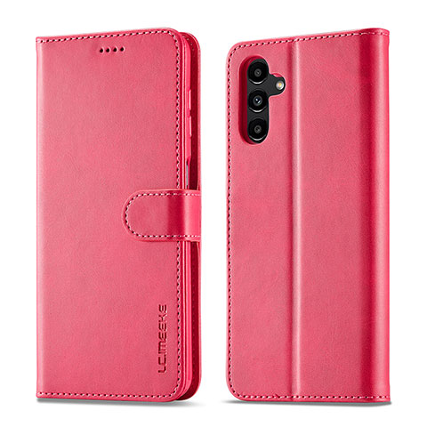 Custodia Portafoglio In Pelle Cover con Supporto LC1 per Samsung Galaxy A04s Rosa Caldo