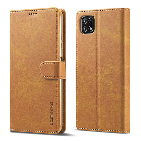 Custodia Portafoglio In Pelle Cover con Supporto LC1 per Samsung Galaxy A22s 5G Marrone Chiaro