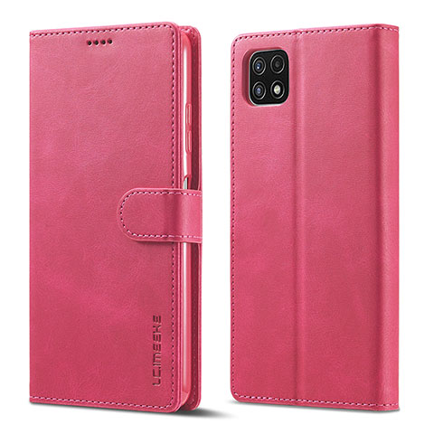 Custodia Portafoglio In Pelle Cover con Supporto LC1 per Samsung Galaxy A22s 5G Rosa Caldo