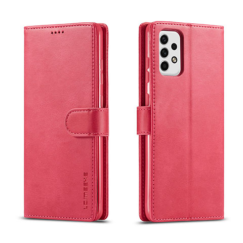 Custodia Portafoglio In Pelle Cover con Supporto LC1 per Samsung Galaxy A23 4G Rosa Caldo